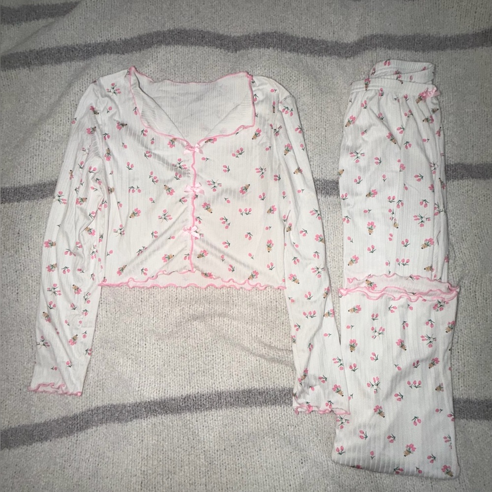 White Floral Cotton-Blend Women's Nightshirt - Small